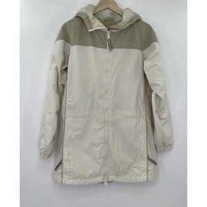 Columbia Sportswear Hooded Cream Windbreaker Jacket Womens Sz Medium 100% Nylon